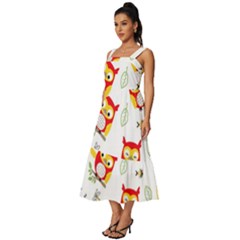 Square Neckline Tiered Midi Dress 