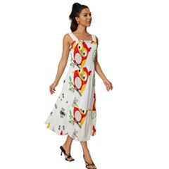 Square Neckline Tiered Midi Dress 