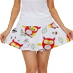 Seamless Pattern Vector Owl Cartoon With Bugs Women s Skort