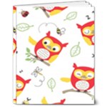 Seamless Pattern Vector Owl Cartoon With Bugs 8  x 10  Hardcover Notebook