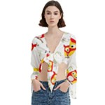 Seamless Pattern Vector Owl Cartoon With Bugs Trumpet Sleeve Cropped Top