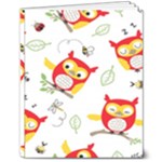 Seamless Pattern Vector Owl Cartoon With Bugs 8  x 10  Softcover Notebook
