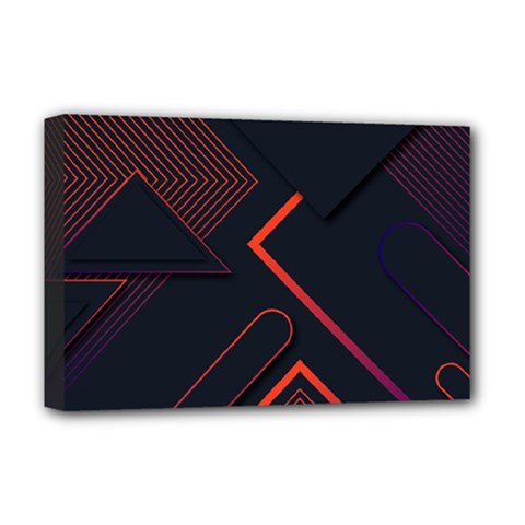 Gradient Geometric Shapes Dark Background Design Deluxe Canvas 18  x 12  (Stretched) from ArtsNow.com