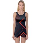 Gradient Geometric Shapes Dark Background Design One Piece Boyleg Swimsuit