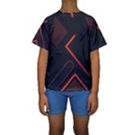 Gradient Geometric Shapes Dark Background Design Kids  Short Sleeve Swimwear