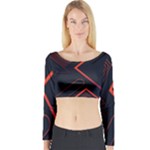 Gradient Geometric Shapes Dark Background Design Long Sleeve Crop Top