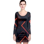 Gradient Geometric Shapes Dark Background Design Long Sleeve Bodycon Dress