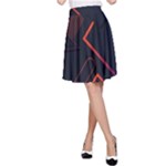 Gradient Geometric Shapes Dark Background Design A-Line Skirt