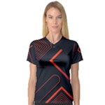 Gradient Geometric Shapes Dark Background Design V-Neck Sport Mesh T-Shirt