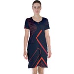 Gradient Geometric Shapes Dark Background Design Short Sleeve Nightdress