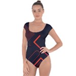 Gradient Geometric Shapes Dark Background Design Short Sleeve Leotard 