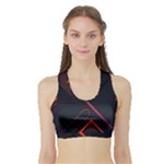 Gradient Geometric Shapes Dark Background Design Sports Bra with Border