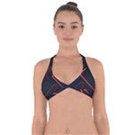 Gradient Geometric Shapes Dark Background Design Halter Neck Bikini Top