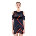 Gradient Geometric Shapes Dark Background Design Shoulder Cutout One Piece Dress