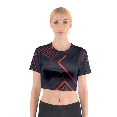 Gradient Geometric Shapes Dark Background Design Cotton Crop Top from ArtsNow.com