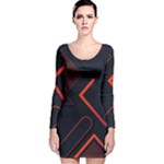 Gradient Geometric Shapes Dark Background Design Long Sleeve Velvet Bodycon Dress