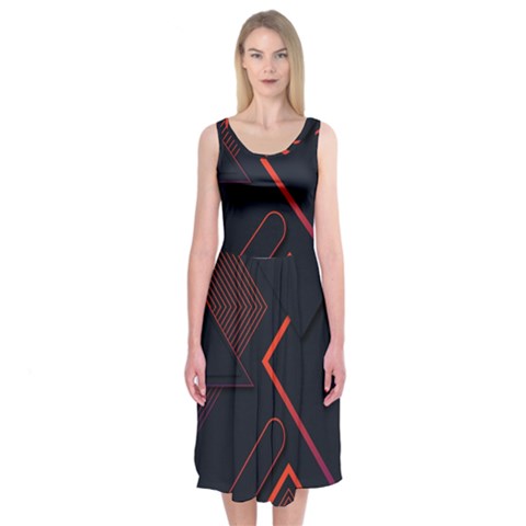 Gradient Geometric Shapes Dark Background Design Midi Sleeveless Dress from ArtsNow.com