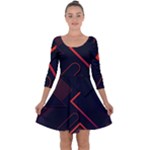 Gradient Geometric Shapes Dark Background Design Quarter Sleeve Skater Dress