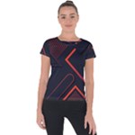 Gradient Geometric Shapes Dark Background Design Short Sleeve Sports Top 
