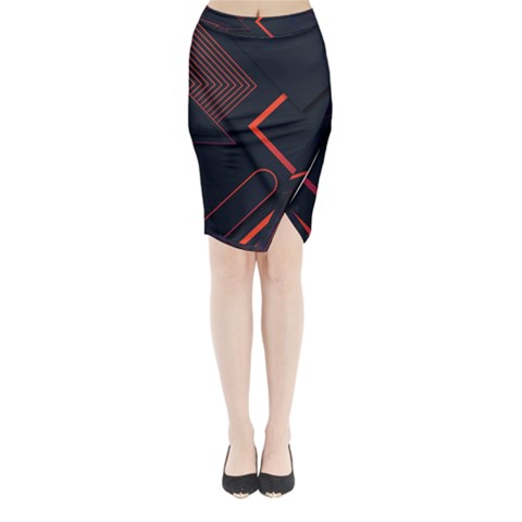 Gradient Geometric Shapes Dark Background Design Midi Wrap Pencil Skirt from ArtsNow.com
