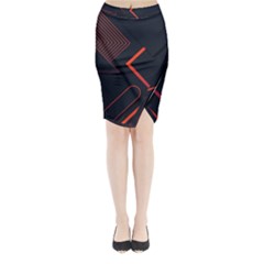 Gradient Geometric Shapes Dark Background Design Midi Wrap Pencil Skirt from ArtsNow.com