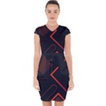 Gradient Geometric Shapes Dark Background Design Capsleeve Drawstring Dress 