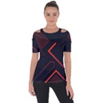 Gradient Geometric Shapes Dark Background Design Shoulder Cut Out Short Sleeve Top