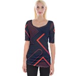 Gradient Geometric Shapes Dark Background Design Wide Neckline T-Shirt