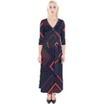 Gradient Geometric Shapes Dark Background Design Quarter Sleeve Wrap Maxi Dress
