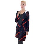 Gradient Geometric Shapes Dark Background Design Hooded Pocket Cardigan