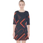 Gradient Geometric Shapes Dark Background Design Quarter Sleeve Pocket Dress