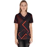 Gradient Geometric Shapes Dark Background Design Women s V-Neck Scrub Top