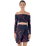 Gradient Geometric Shapes Dark Background Design Off Shoulder Top with Skirt Set