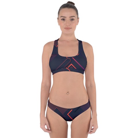 Gradient Geometric Shapes Dark Background Design Cross Back Hipster Bikini Set from ArtsNow.com