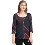 Gradient Geometric Shapes Dark Background Design Chiffon Quarter Sleeve Blouse
