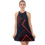 Gradient Geometric Shapes Dark Background Design Halter Tie Back Chiffon Dress