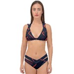 Gradient Geometric Shapes Dark Background Design Double Strap Halter Bikini Set