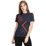 Gradient Geometric Shapes Dark Background Design Women s Short Sleeve Rash Guard