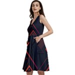 Gradient Geometric Shapes Dark Background Design Sleeveless V-Neck Skater Dress with Pockets