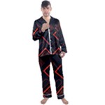 Gradient Geometric Shapes Dark Background Design Men s Long Sleeve Satin Pajamas Set