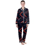 Gradient Geometric Shapes Dark Background Design Women s Long Sleeve Satin Pajamas Set	