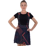 Gradient Geometric Shapes Dark Background Design Velvet Suspender Skater Skirt