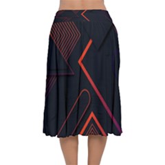 Velvet Flared Midi Skirt 
