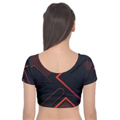 Velvet Short Sleeve Crop Top  