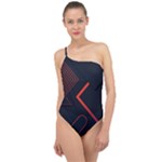 Gradient Geometric Shapes Dark Background Design Classic One Shoulder Swimsuit