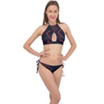 Gradient Geometric Shapes Dark Background Design Cross Front Halter Bikini Set