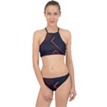 Gradient Geometric Shapes Dark Background Design Halter Bikini Set