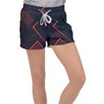 Gradient Geometric Shapes Dark Background Design Women s Velour Lounge Shorts
