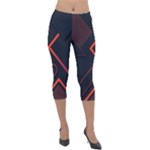 Gradient Geometric Shapes Dark Background Design Lightweight Velour Capri Leggings 