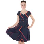 Gradient Geometric Shapes Dark Background Design Cap Sleeve Midi Dress